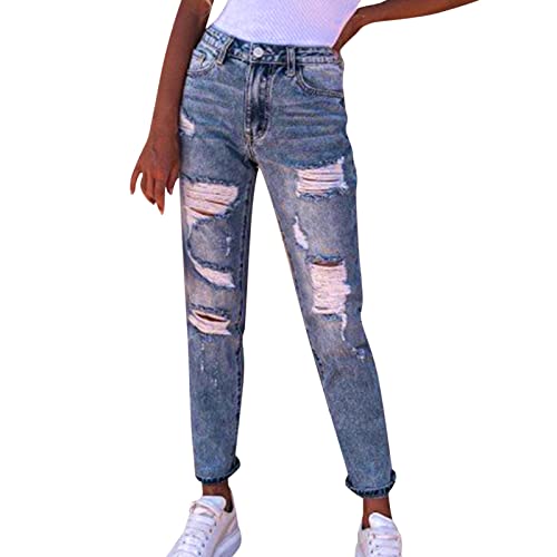 Skinny Stretch Denim Röhrenjeans Risse Farbflecken Flicken Destroyed Ripped Jeans Damen Jeans Hose Slim Fit Bootcut Jeans High Waist Jeanshose Mom Jeans von Beokeuioe