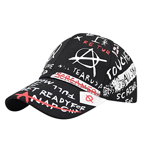 Unisex Y2K Rap Hip Hop Kappe Streetwear Baseballkappe Mit Graffiti Gothic Basecap Damen Herren Punk Baseball Cap Sports Golfkappe Verstellbar Sonnenkappe von Beokeuioe