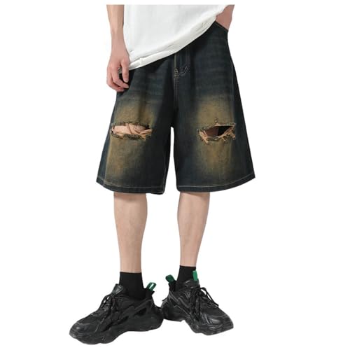 Y2K Baggy Jorts Jean Shorts Herren Zerrissene Jeans Denim Shorts Oversized Jeans Unisex Y2K Shorts Grunge Hip Hop Hose Teenager Streetwear Cargohose Bermuda Shorts von Beokeuioe