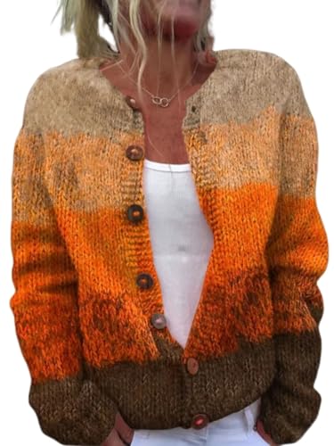 Lustiger Damen-Strickjacke, Herbst, Winter, Tier, Blumenmuster, Weihnachtsbaum, langärmelig, Knopf, Strickjacke, Pullover, Farbblock, XX-Large Lustiger Damen-Strickjacke, Herbst, Winter, Tier, Blumenmuster, Weihnachtsbaum, langärmelig, Knopf, Strickjacke, Pullover, Farbblock, XX-Large von Beopjesk