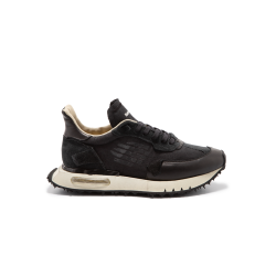 Be Positive Space Race Wing Sneaker - Schwarzes Leder & Stoff von Bepositive