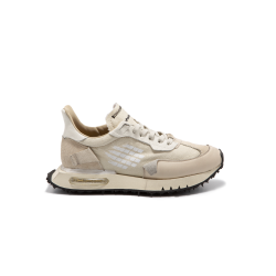 Beige Flügelspitzen Sneaker Be Positive Space Race - Leder & Stoff Mix von Bepositive