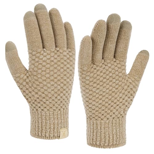 Bequemer Laden Chenille Touchscreen Handschuhe Damen Winter Warm Winterhandschuhe Strickhandschuhe mit Elastisch Manschette Frauen Geschenk, Khaki von Bequemer Laden