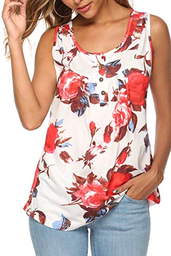 Bequemer Laden Damen T-Shirt Sommer Top Knopfleiste Bluse Einfarbig Kurzarm T-Shirt Casual Bluse Tunika Tops A-blume Weiß2, XL von Bequemer Laden