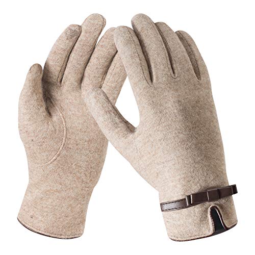 Bequemer Laden Damen Winter Warm Kaschmir Touchscreen Handschuhe mit Fleece Gefütterte, Elegant Winterhandschuhe Strickhandschuhe Wollhandschuhe für Kaltes Wetter von Bequemer Laden