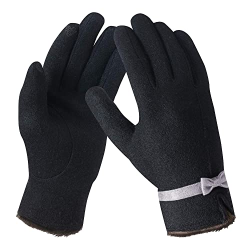 Bequemer Laden Damen Winter Warm Kaschmir Touchscreen Handschuhe mit Fleece Gefütterte, Elegant Winterhandschuhe Strickhandschuhe Wollhandschuhe für Kaltes Wetter von Bequemer Laden