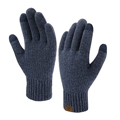 Bequemer Laden Damen Winter Warm Touchscreen Handschuhe Thermal Winterhandschuhe Gestrickte Handschuhe Strickhandschuhe mit Elastisch Manschette, Marineblau von Bequemer Laden