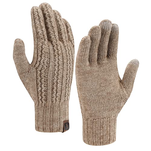 Bequemer Laden Damen Winter Warm Touchscreen Handschuhe mit Fleece Gefüttert und Elastisch Manschette Winterhandschuhe Strickhandschuhe Fingerhandschuhe, Aprikose von Bequemer Laden