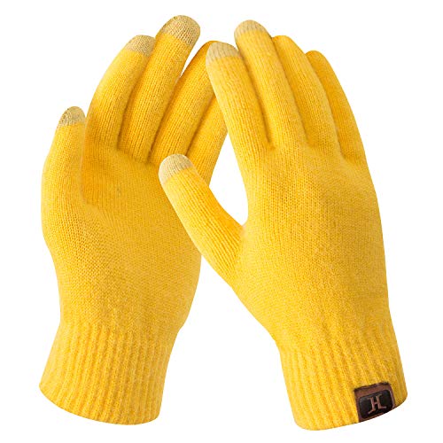 Bequemer Laden Damen Winter Warme Touchscreen Handschuhe Gelb von Bequemer Laden