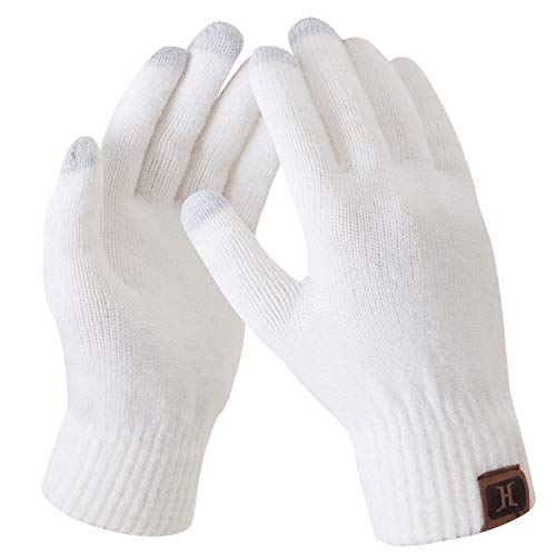 Bequemer Laden Damen Winter Warme Touchscreen Handschuhe Weiß von Bequemer Laden