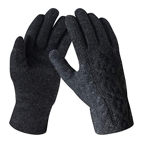 Bequemer Laden Damen Wintersport Handschuhe Dick Fleece Strick Handschuhe Touchscreen Warme Winterhandschuhe für Outdoor Garten mit Warme Fleece Futter & Wolle Haken, Dunkelgrau, Einheitsgröße von Bequemer Laden