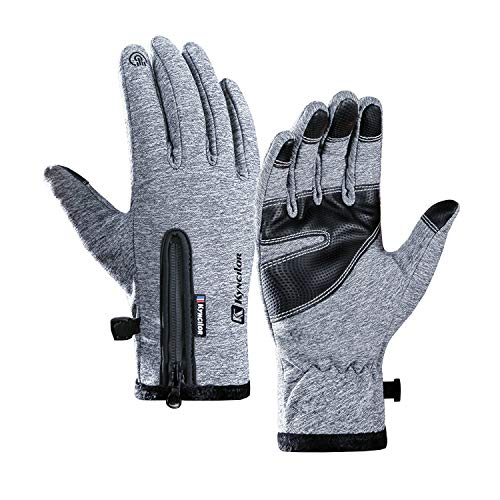 Bequemer Laden Herren Winter Touchscreen Winddicht Warme wasserdichte Handschuhe mit Fleece, Grau, S von Bequemer Laden