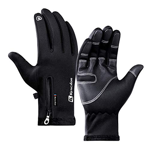 Bequemer Laden Herren Winter Touchscreen Winddicht Warme wasserdichte Handschuhe mit Fleece, Schwarz, L von Bequemer Laden