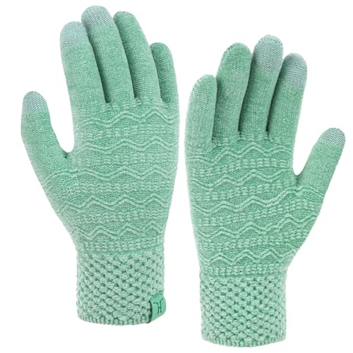 Bequemer Laden Touchscreen Handschuhe Damen Winter Warm Chenille Winterhandschuhe Strickhandschuhe mit Elastisch Manschette Frauen Geschenk, Mintgrün von Bequemer Laden