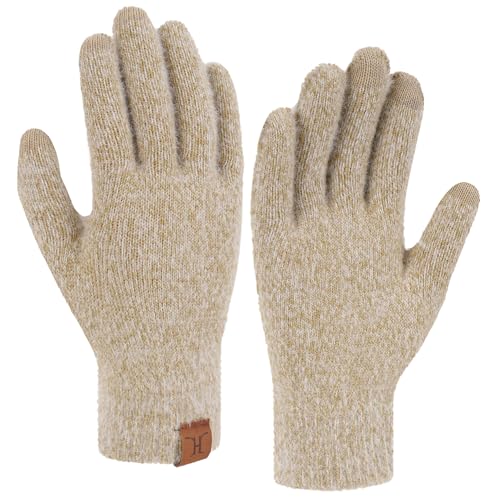 Bequemer Laden Touchscreen Handschuhe Damen Winter Warm Winterhandschuhe Strickhandschuhe mit Elastisch Manschette Frauen Geschenk, Khaki von Bequemer Laden