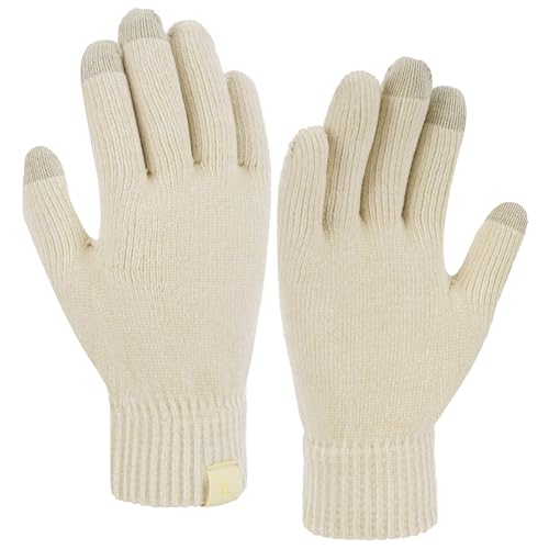Bequemer Laden Winter Warm Damen Handschuhe Chenille Touchscreen Winterhandschuhe Strickhandschuhe mit Elastisch Manschette Frauen Geschenk, Aprikose von Bequemer Laden