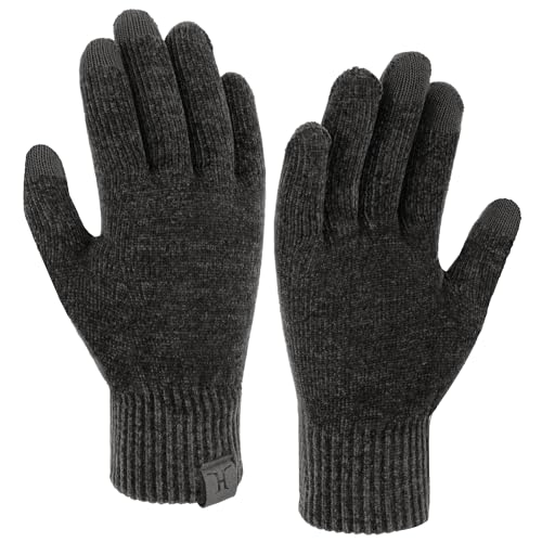 Bequemer Laden Winter Warm Damen Handschuhe Chenille Touchscreen Winterhandschuhe Strickhandschuhe mit Elastisch Manschette Frauen Geschenk, Dunkelgrau von Bequemer Laden