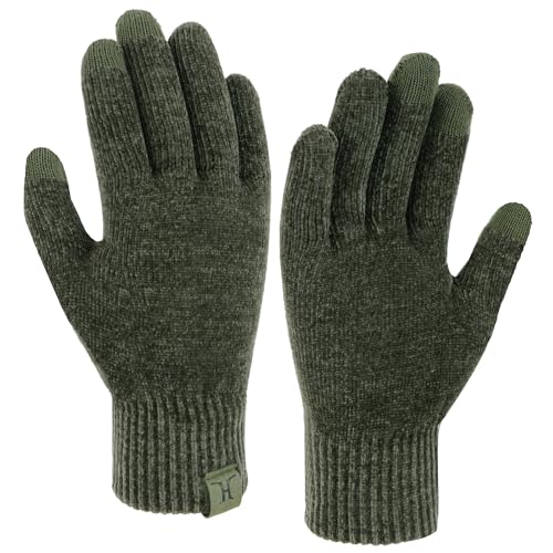 Bequemer Laden Winter Warm Damen Handschuhe Chenille Touchscreen Winterhandschuhe Strickhandschuhe mit Elastisch Manschette Frauen Geschenk, Dunkelgrün von Bequemer Laden