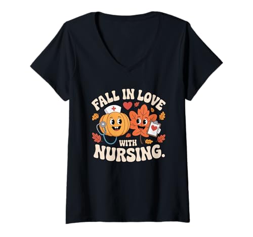 Damen Verlieben Sie Sich in die süße Krankenschwester T-Shirt mit V-Ausschnitt von Ber Months Season Apparel Co.