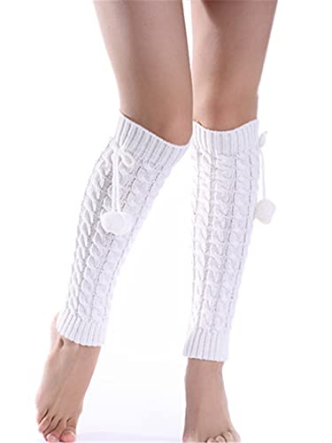 Berax Damen Stulpen BeinwärmerMädchen Extra Lang Basic Leg Warmer Gestrickte Over-Knee Lange Stulpe Beinstulpe mit Bommeln von Berax