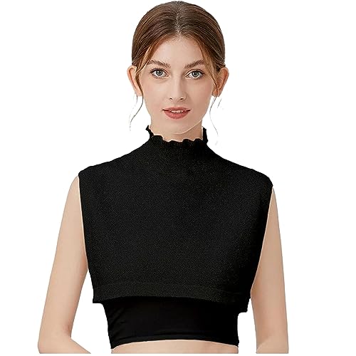 Berax Frauen Kragen Abnehmbare Falscher Kragen Hälfte Shirt Bluse Krageneinsatz Strick Strickkragen,Schwarz von Berax