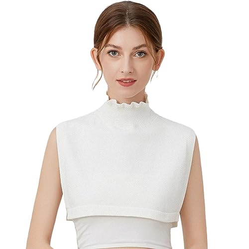 Berax Frauen Kragen Abnehmbare Falscher Kragen Hälfte Shirt Bluse Krageneinsatz Strick Strickkragen,Weiß von Berax