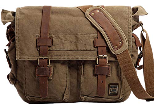 Berchirly Vintage Military Herren Canvas Messenger Bag für 33,3-43,2 cm Laptop, grün (Grün) - MB0007AGXL von Berchirly