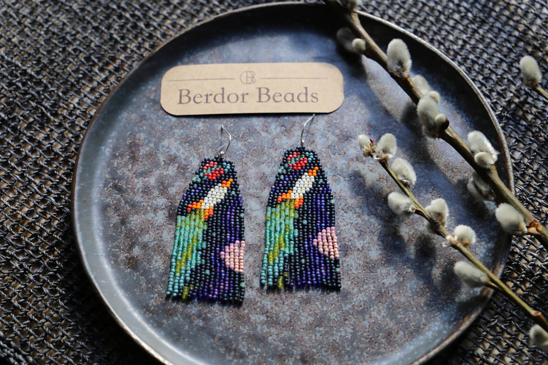 Infinity - Handwoven Beaded Earrings, Long Modern Space Spaceship, Fringe Gift For Her, Colorful Infinity - Handwoven Beaded Earrings, Long Modern Space Spaceship, Fringe Gift For Her, Colorful von BerdorBeads