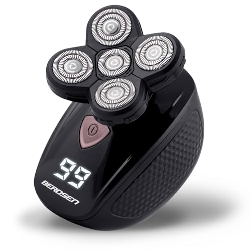 Berdsen Rasierer 5in1 Herren Elektrisch Rotationsrasierer Nasenhaartrimmer Gesichtsreinigungsbürste LCD Schwarz von Berdsen
