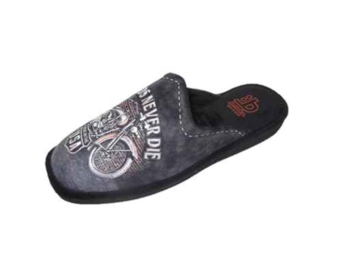 Berevëre Herren-Hausschuhe, offene Zehe, Skyline-Zeichnung, Obermaterial: Segeltuch/Sohle: mikroporöses EVA (sehr leicht), Größen von 39 bis 51 / Gr, bunt, 44 EU von Berevëre