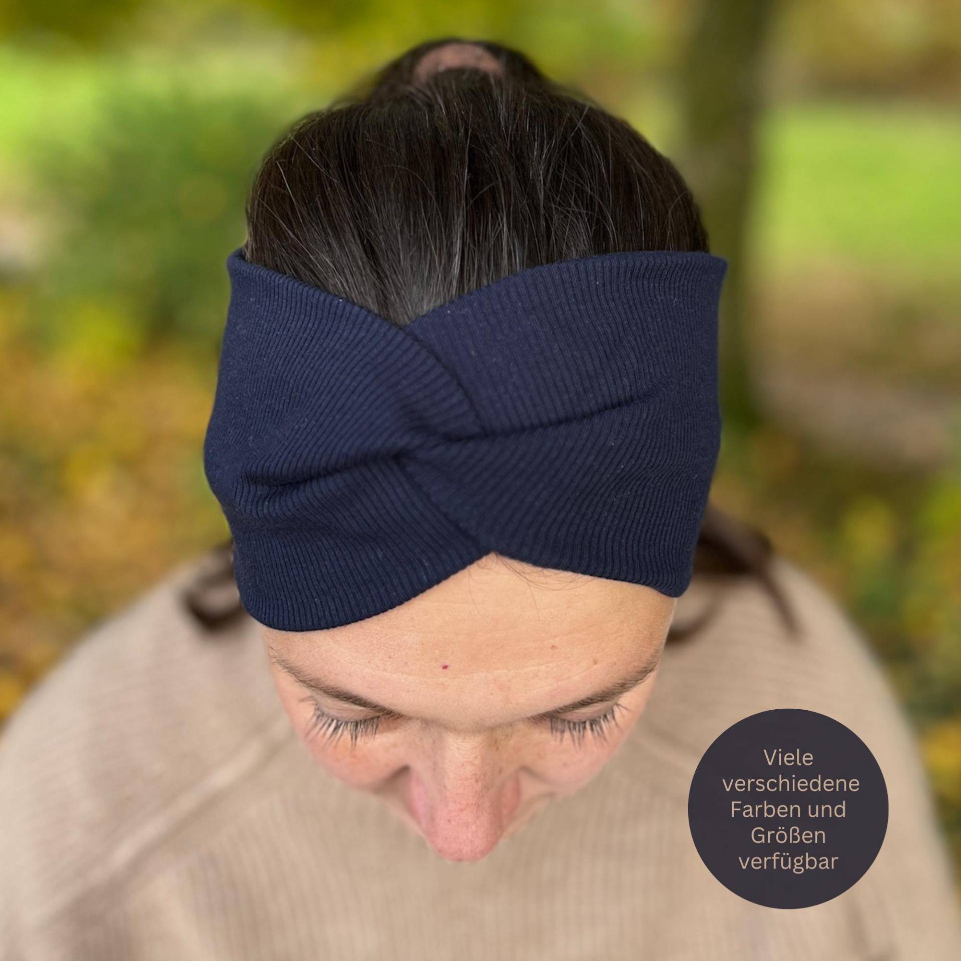 Dunkelblaues Damen Stirnband Auch Für Mädchen Aus Baumwolle Handgefertigt von BergKnirps