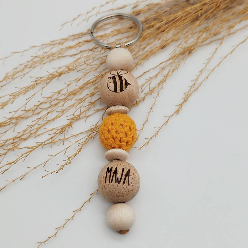Schlüsselanhänger Für Kinder - Mit Süßer Biene | Personalisierbar Ideal Kindergarten & Schulranzen von BergKnirps
