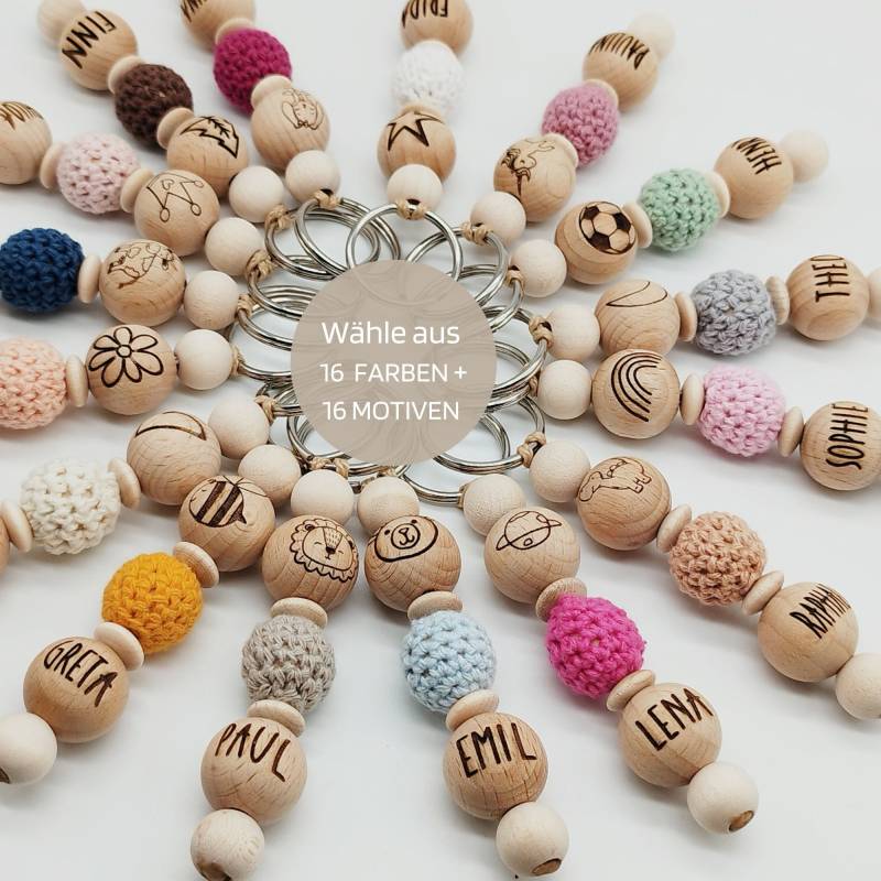 Schlüsselanhänger Personalisiert Mit Namen Und Motiv | Rucksackanhänger Kindergartenkind Schulkind Mädchen Junge von BergKnirps