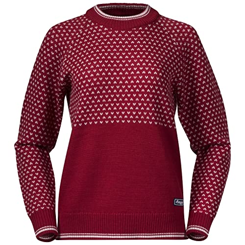 Bergans Alvdal Wool W Jumper - Red/Vanilla White - M von Bergans