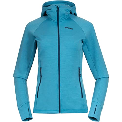 Bergans Cecilie Wool Hood Jacket Blau - Merino Vielseitige komfortable Damen Kapuzenjacke, Größe L - Farbe Clear Ice Blu von Bergans