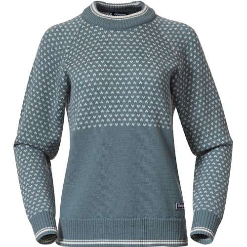 Bergans Damen Alvdal Wool Pullover, Grey sage-Vanilla White, L von Bergans