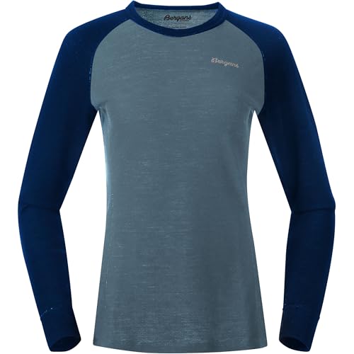 Bergans Damen Inner:Dual Merino Longsleeve, Granite Blue-Navy Blue, S von Bergans