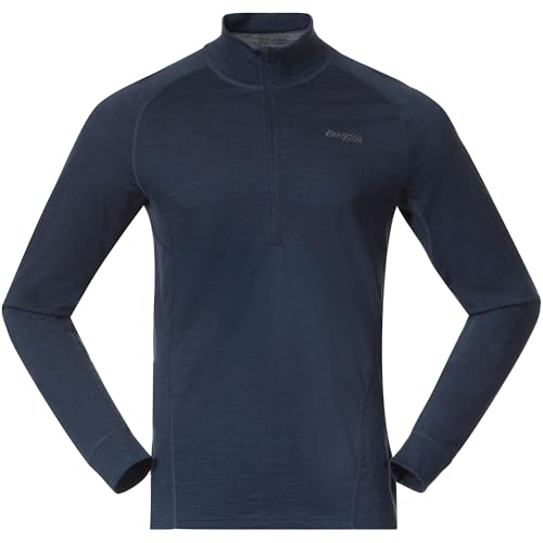 Bergans Herren Inner:Pure Merino Half Zip Longsleeve, Navy Blue, XL von Bergans