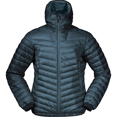 Bergans Senja Down Light M Jacket W/hood Blau - Daunen Leichte winddichte Herren Pertex Quantum Daunenjacke, Größe L - von Bergans