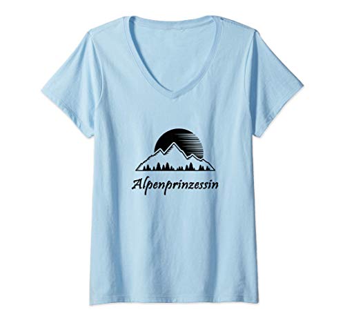 Damen Alpenprinzessin Alpen Wandern Berge Hiking Ski Bergsteigen T-Shirt mit V-Ausschnitt von Berge Alpen Wandern Frau Trekking Geschenk Outfits