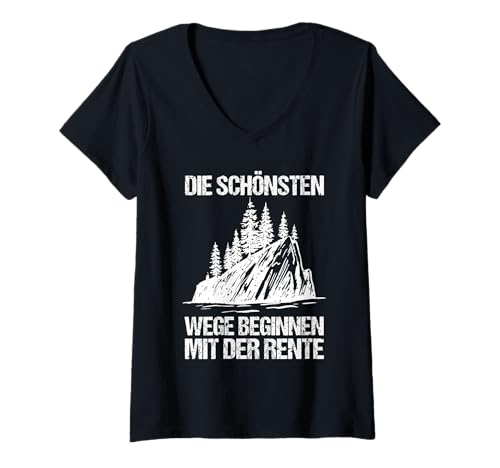 Damen Rente Wandern Wanderer Rentner Ruhestand T-Shirt mit V-Ausschnitt von Berge Wandern Pension Wandersport Rente