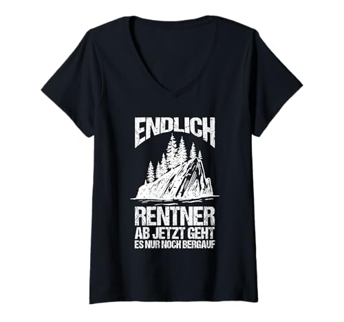 Damen Rente Wandern Wanderer Rentner Ruhestand T-Shirt mit V-Ausschnitt von Berge Wandern Pension Wandersport Rente