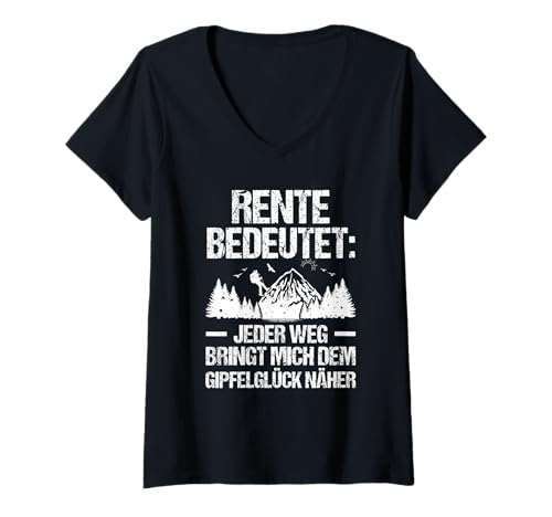 Damen Rente Wandern Wanderer Rentner Ruhestand T-Shirt mit V-Ausschnitt von Berge Wandern Pension Wandersport Rente