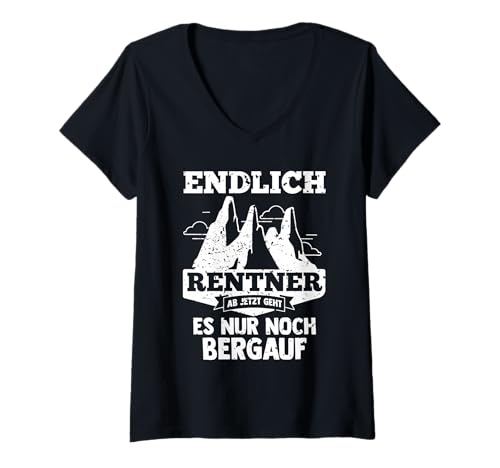 Damen Rente Wandern Wanderer Rentner Ruhestand T-Shirt mit V-Ausschnitt von Berge Wandern Pension Wandersport Rente