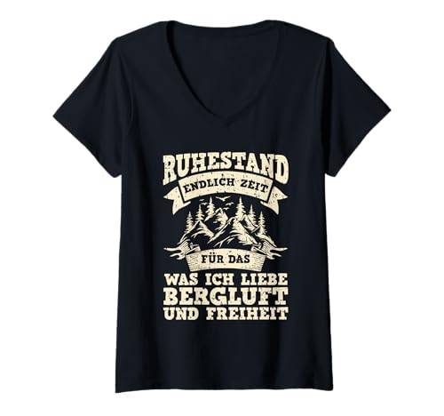 Damen Rente Wandern Wanderer Rentner Ruhestand T-Shirt mit V-Ausschnitt von Berge Wandern Pension Wandersport Rente