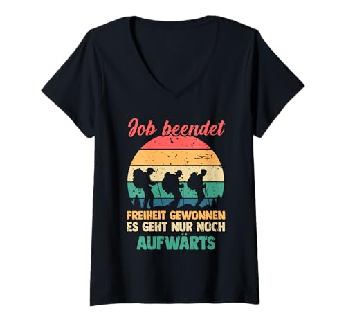 Damen Rente Wandern Wanderer Rentner Ruhestand T-Shirt mit V-Ausschnitt von Berge Wandern Pension Wandersport Rente