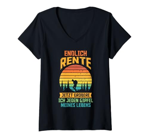 Damen Rente Wandern Wanderer Rentner Ruhestand T-Shirt mit V-Ausschnitt Damen Rente Wandern Wanderer Rentner Ruhestand T-Shirt mit V-Ausschnitt von Berge Wandern Pension Wandersport Rente