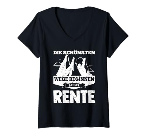 Damen Rente Wandern Wanderer Rentner Ruhestand T-Shirt mit V-Ausschnitt von Berge Wandern Pension Wandersport Rente