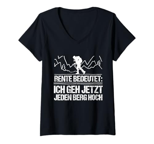 Damen Rente Wandern Wanderer Rentner Ruhestand T-Shirt mit V-Ausschnitt Damen Rente Wandern Wanderer Rentner Ruhestand T-Shirt mit V-Ausschnitt von Berge Wandern Pension Wandersport Rente