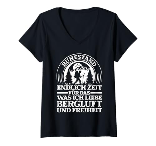 Damen Rente Wandern Wanderer Rentner Ruhestand T-Shirt mit V-Ausschnitt von Berge Wandern Pension Wandersport Rente